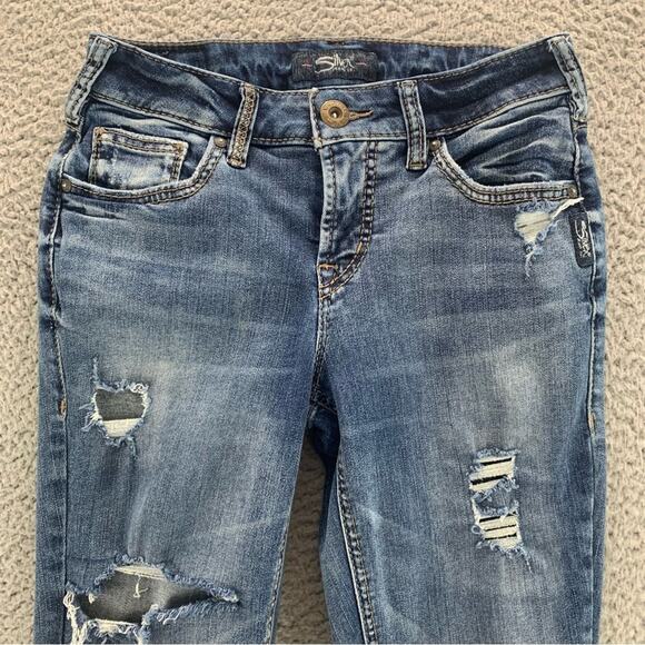 Silver Jeans AIKO Mid Rise Slim Boot Distressed Women's Jeans  -  Size:  26 - Picture 2 of 15